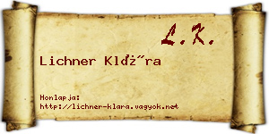Lichner Klára névjegykártya